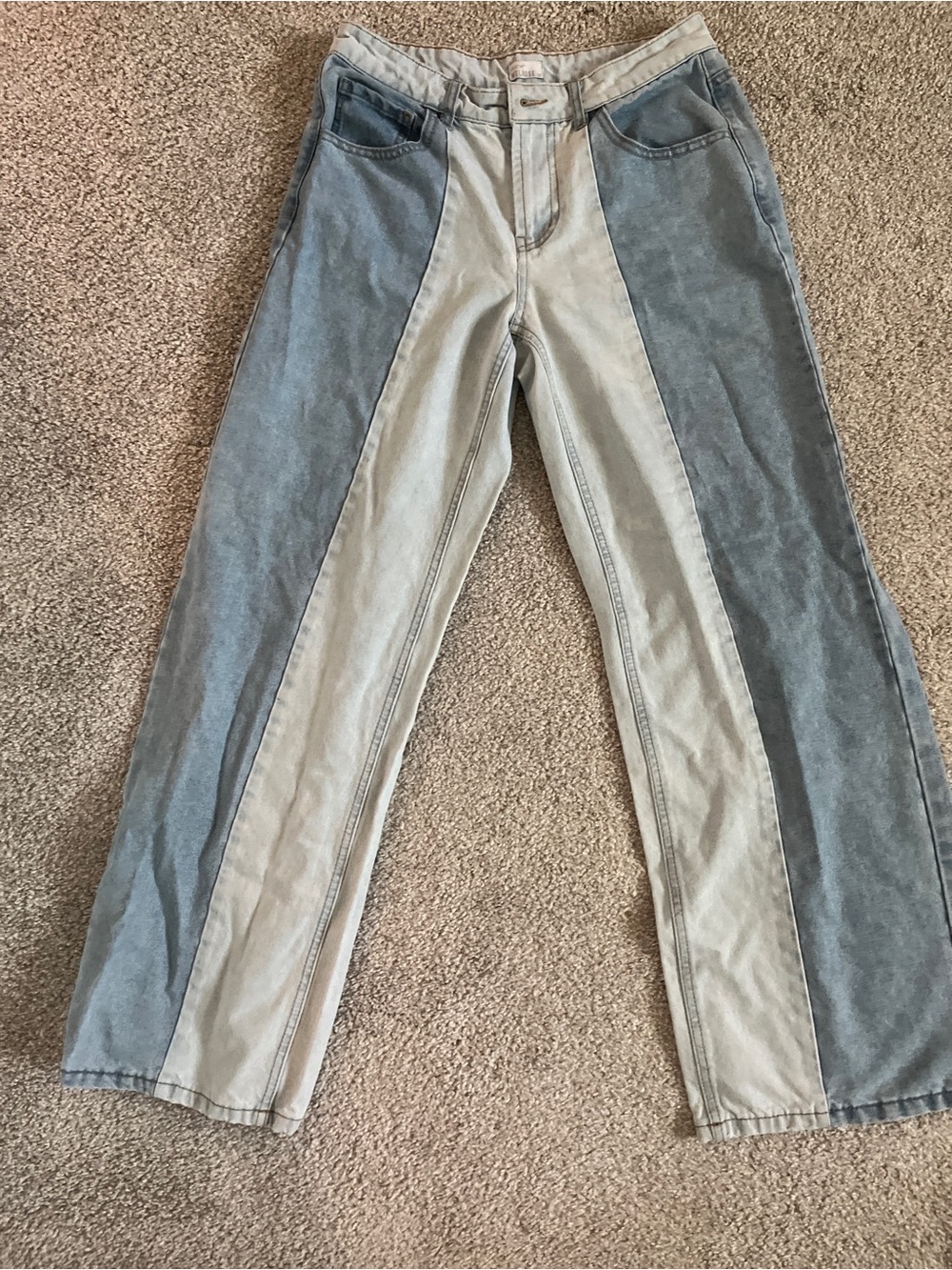 West of Melrose Two-Tone Straight Leg Jeans - Gray/Light Gray